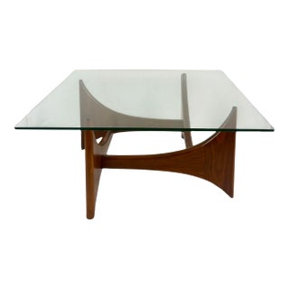 1960s Attributed to Adrian Pearsall Walnut Glass Coffee Table For Sale