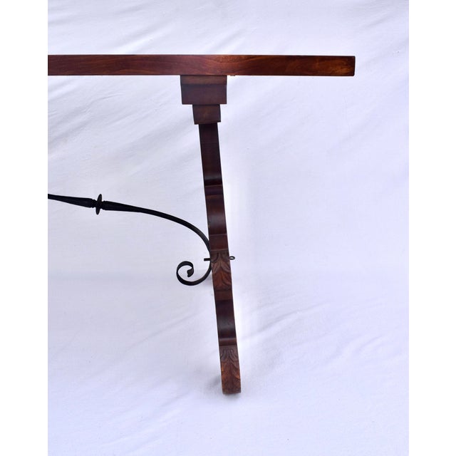 Spanish Colonial Dining Table, Hand-Carved Oak & Iron, Early 20th C. For Sale - Image 14 of 18