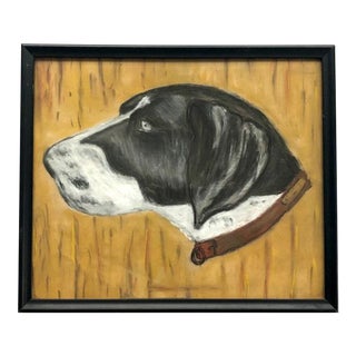 Mid 20th Century "Buck" Original Dog Pastel Portrait Drawing, Framed For Sale