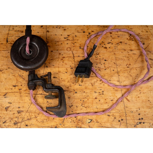 Silver Vintage Industrial Articulating Table Mount Task Lamp For Sale - Image 8 of 9