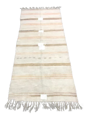 1960s Vintage Distressed Turkish Hemp Kilim Rug-4′10″ × 11′10″