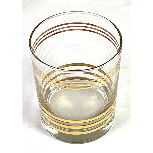 1950s Mid-Century Modern Gold Banded -Low Ball/Rocks Glass/Old-Fashioned Glass/Tumblers – Set of Eight For Sale - Image 6 of 6