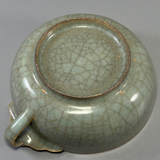 Antique Chinese Longquan Celadon Crackle Glaze Handled Cup For Sale - Image 9 of 9