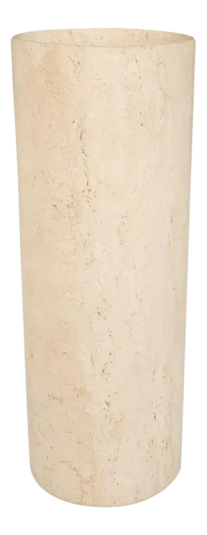 Travertine Marble Cylinder Floor Vase or Planter Pot