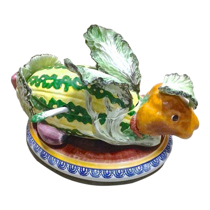 Vintage Majolica Vegetable & Fruit Rabbit Tureen | Chairish