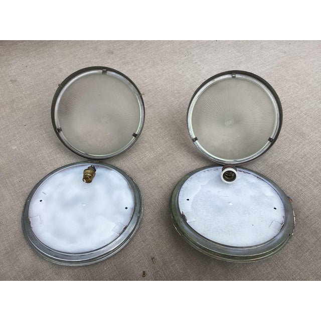 Industrial Vintage Industrial French Ceiling Lights from Holophane, 1930s, Set of 2 For Sale - Image 3 of 8