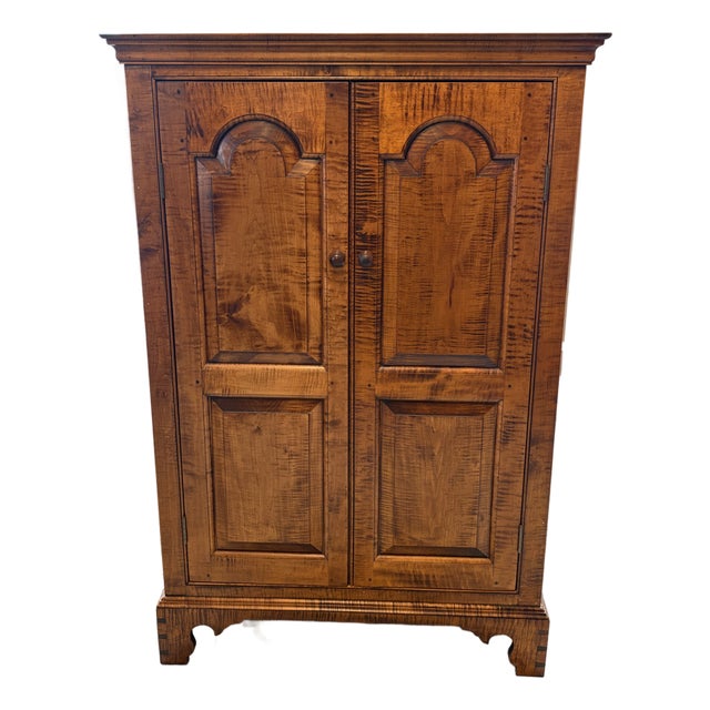 Estate Dr Dimes Tiger Maple Console Cupboard For Sale
