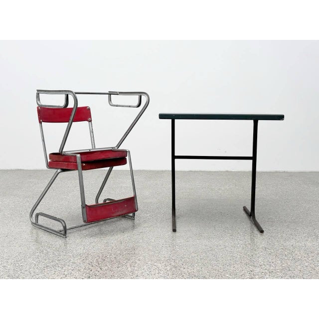 Red Aluminum Chairs with Table by Cindy Crawford-Steiger for Embru, Set of 3 For Sale - Image 8 of 18