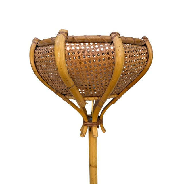 Vintage French Table Lamp in Rotin, 1960s For Sale - Image 6 of 10