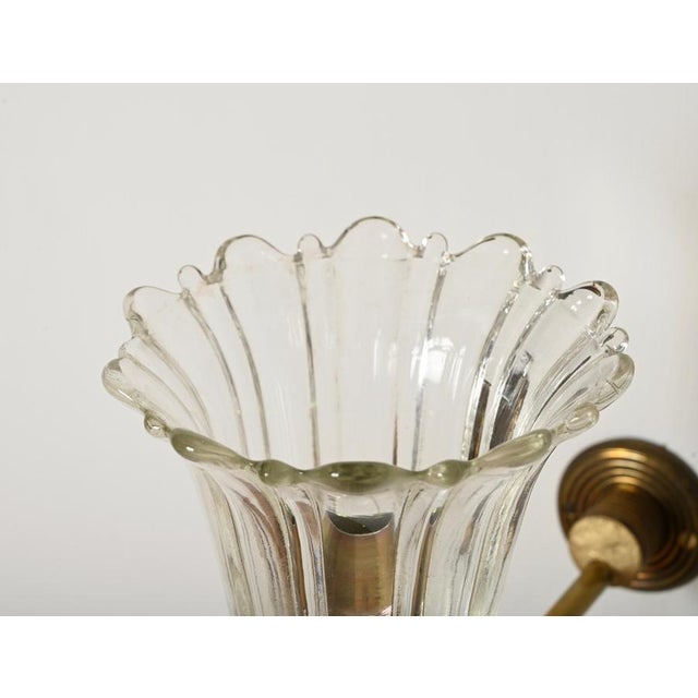 Murano Glass and Brass Flower Sconces from Barovier, Italy, 1950s, Set of 2 For Sale - Image 11 of 18