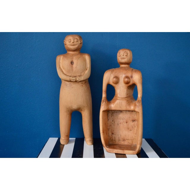 1970s Art Brut Style Wooden Sculptures, Italy, 1970s, Set of 2 For Sale - Image 5 of 12