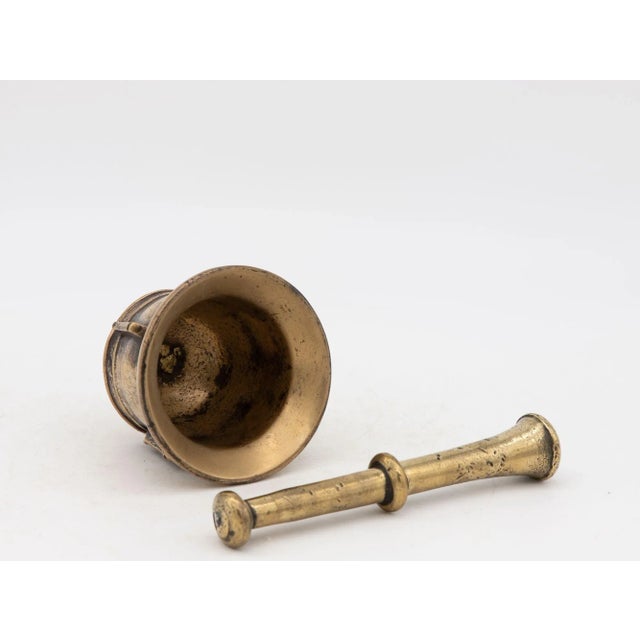 Metal Antique Vintage Brass Mortar and Pestle For Sale - Image 7 of 8
