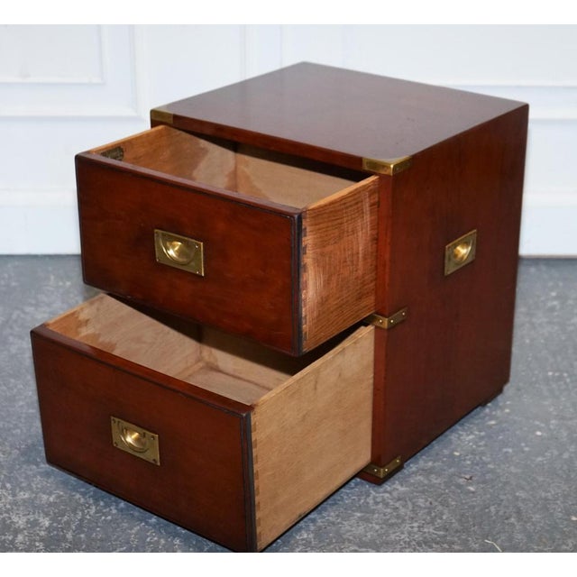 Wood Military Campaign 2-Drawer Nightstand from Kennedy / Harrods For Sale - Image 7 of 9