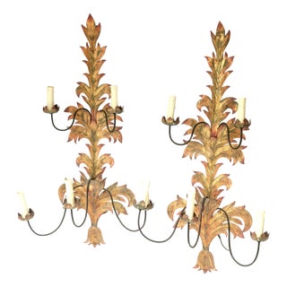 20th Century Sheet Metal Wall Sconces, Italy, 1970s, Set of 2 For Sale