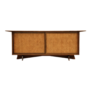 1950s Refinished George Nakashima Walnut and Carpathian Elm Burl 84” Credenza for Widdicomb Model 205