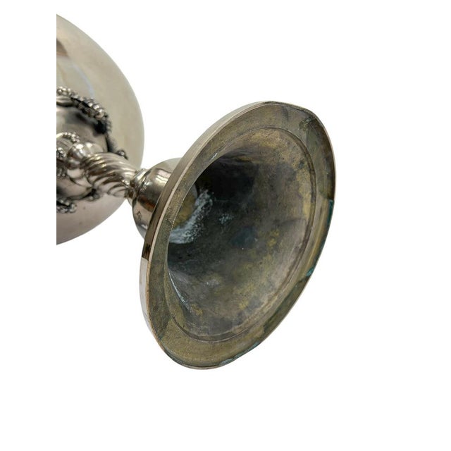 Metal Large Neo-Classical Silverplated Brass Footed Bowl with Grape Decoration, 1940s For Sale - Image 7 of 12