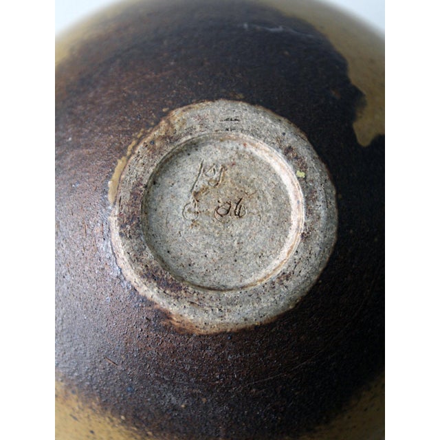 Tan Vintage Studio Pottery Vase For Sale - Image 8 of 9