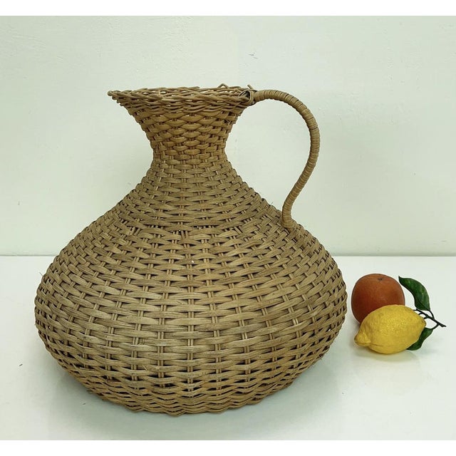 Mid-Century French Woven Rattan Vase, 1950s For Sale - Image 4 of 18