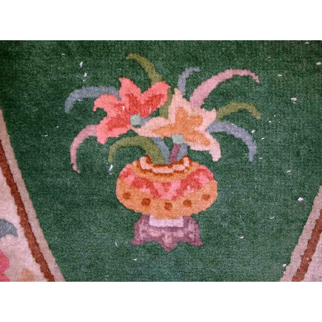 1930s Handmade Vintage Art Deco Chinese Rug 2.6' X 5.2' For Sale - Image 9 of 10