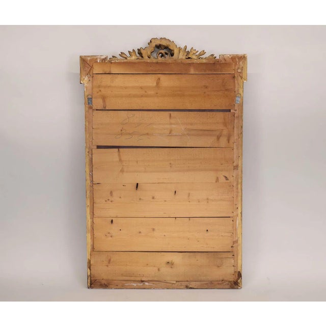 Wood 19th Century Giltwood Neoclassical Mirror With Laurel Wreath Crest, 63"h For Sale - Image 7 of 8