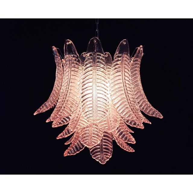 Italian Murano Six-Tier Felci Glass Chandelier with 36 Pink Glasses For Sale - Image 14 of 18