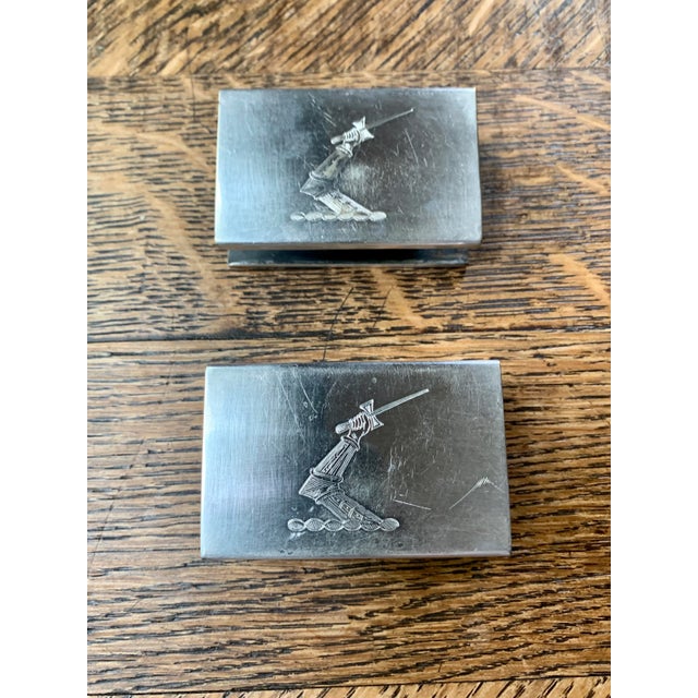 Metal Vintage Silver Matchbook Covers - A Pair For Sale - Image 7 of 7