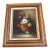 Vintage Signed Floral Factory Art in Wood Frame With Linen Liner For Sale