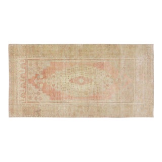 Vintage Turkish Oushak Hand Knotted Wool Rug, 4'8''x9'3'' For Sale