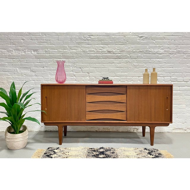 Mid-Century Modern 1960s Mid Century Modern Styled Teak Credenza | Scandinavian Media Console | Handmade Reclaimed Sideboard For Sale - Image 3 of 15