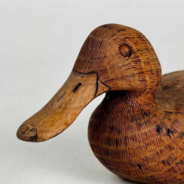 Brown Vintage Hand Carved of Butternut Wood Duck by James Bloomer of Whitesburg, Kentucky For Sale - Image 8 of 12