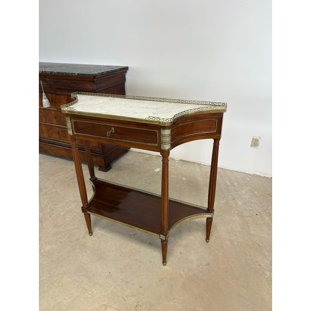19th Century French Louis XVI Style Mahogany and Marble Console Table For Sale - Image 12 of 12