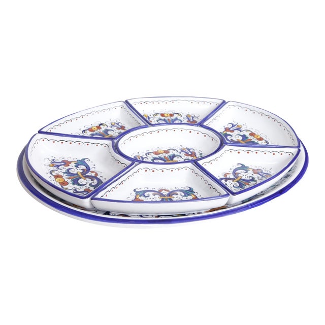Late 20th Century Deruta Italian Majolica Antipasto Serving Tray For Sale