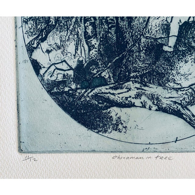 Robert A. Birmelin, Chinese Man In Tree, American Modernist Abstract Etching For Sale - Image 4 of 6