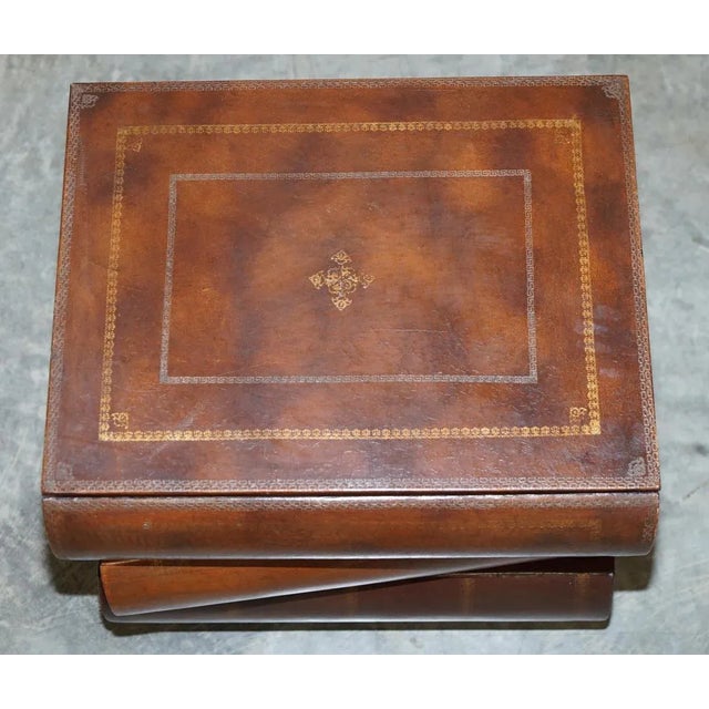 Leather Bound Side Tables with Drawers, Set of 2 For Sale - Image 12 of 18