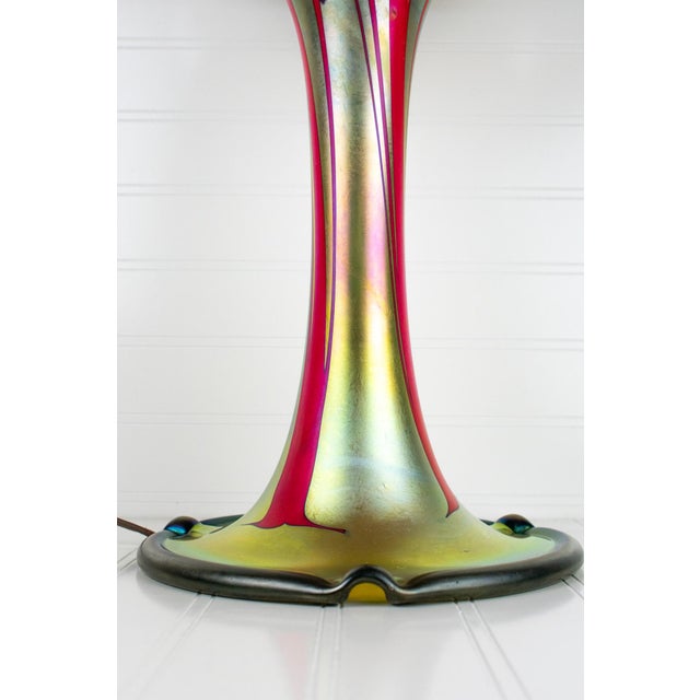 Ruby Red Large Gold "Cherry Blossom" Table Lamp by Carl Radke Signed, Dated For Sale - Image 8 of 12