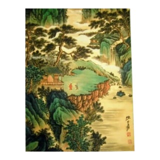 Antique Scroll Rich Light Greens With Earthy Browns For Sale