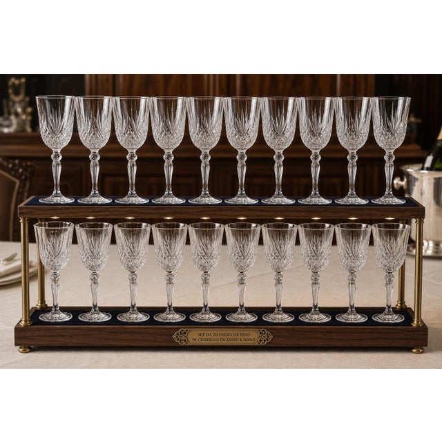 Hand-Cut Crystal Glasses, 1985, Set of 20 For Sale - Image 12 of 12
