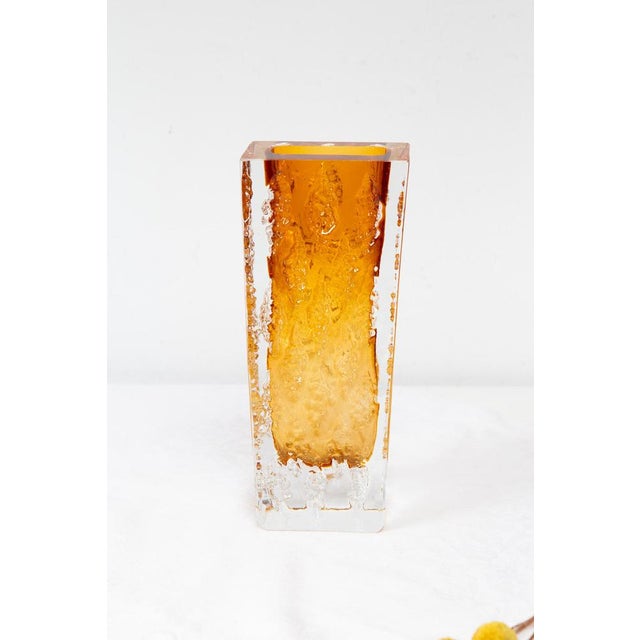 Pressed Glass Block Vase by Kurt Wokan for Ingrid Glasshütte, 1970s For Sale - Image 6 of 7