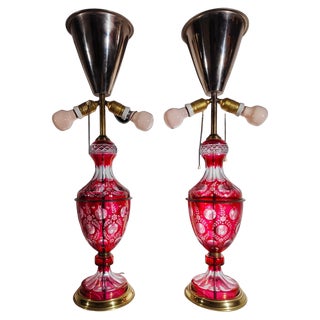 Table Lamps in Cut Glass, 1900s, Set of 2 For Sale