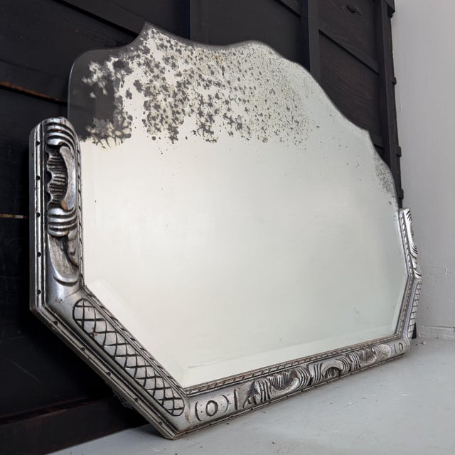 Vintage Art Deco Mirror with Bevelled Glass, 1940s For Sale - Image 4 of 13