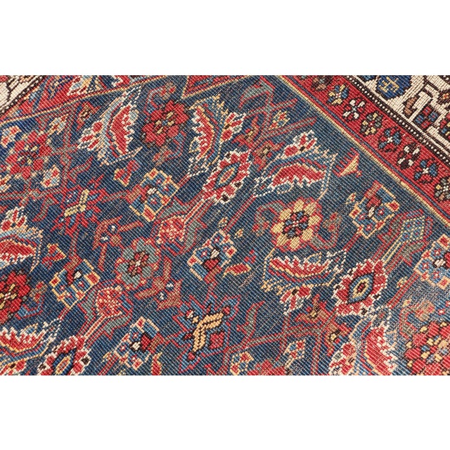 Antique Persian Bidjar Rug With Large Floral Motifs in Blue, Red, and Ivory For Sale - Image 12 of 12