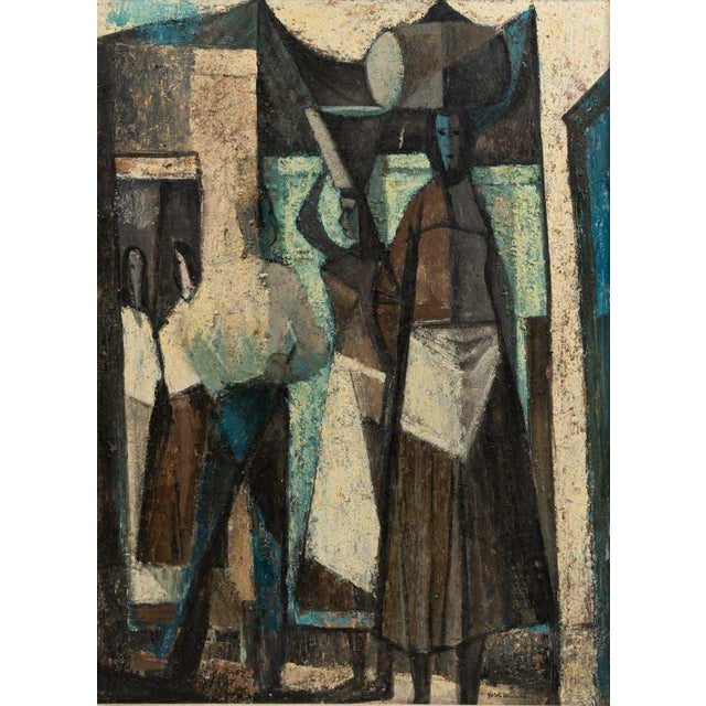 Vintage MidCentury Ronald York Wilson Figural Painting Oil on Board