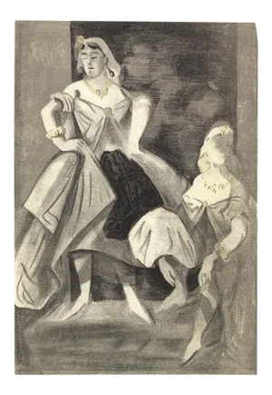 1939 Lena Leclercq 'Les Femmes Dans L'atelier' Vintage Black & White France Lithograph