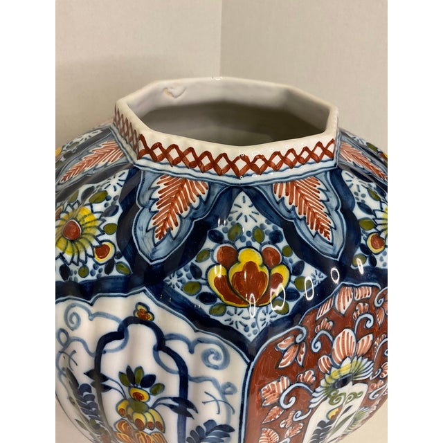 1900s Boch Delft Pair of Vases and a Ginger Jar - 3 Piece Set For Sale - Image 10 of 13