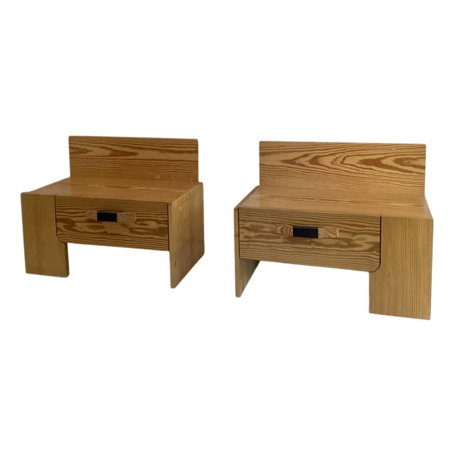 Pine Wood Nightstands, 1970s, Set of 2 For Sale