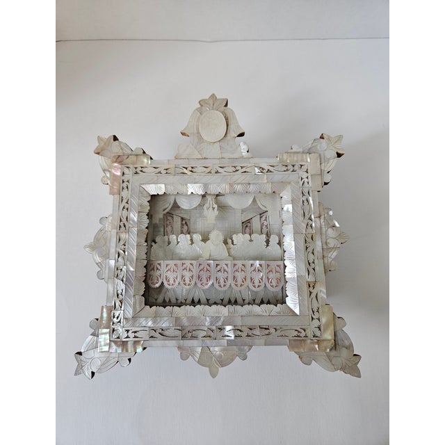 Byzantine Late 19th Century Mother of Pearl/Abalone Shell Carved Icon For Sale - Image 3 of 10