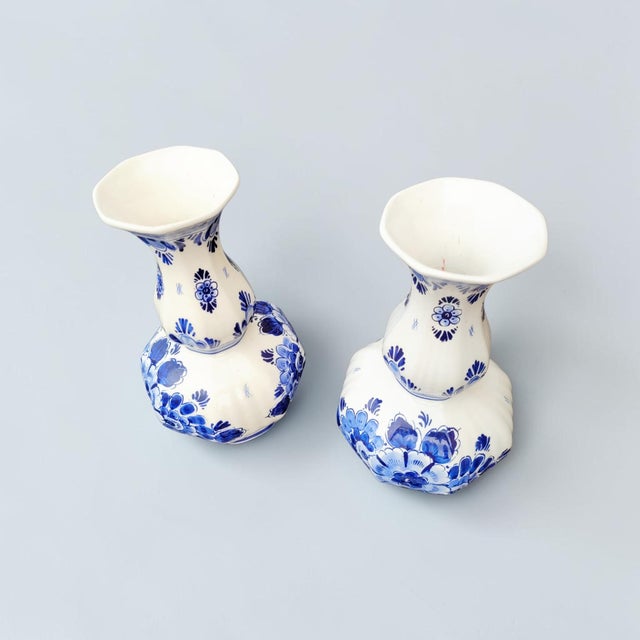 20th-Century Blue Delftware Knobbel Vases from Delft, Holland, 1920s, Set of 2 For Sale - Image 9 of 18