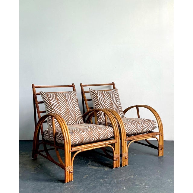 Vintage Rattan Lounge Chairs in Alan Campbell “Zigzag” for Quadrille - A Pair For Sale - Image 11 of 15