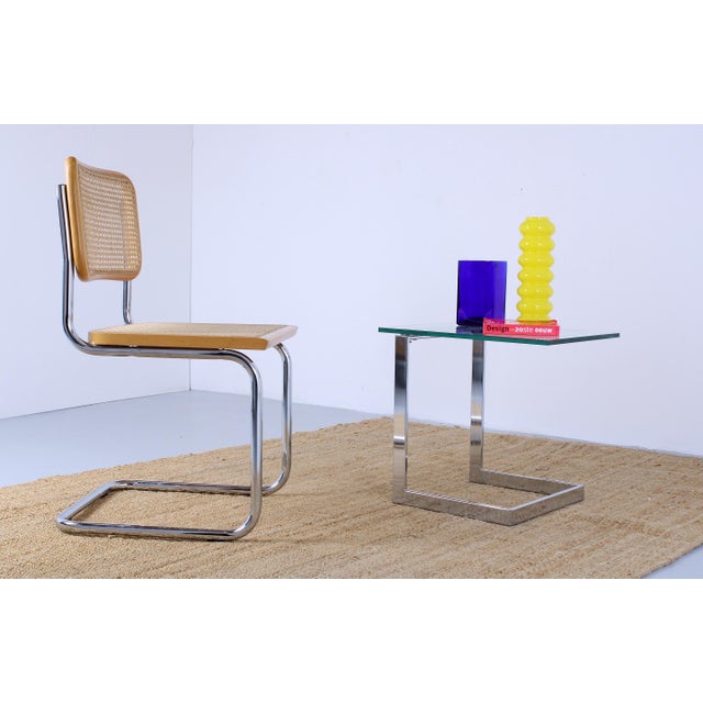 Silver Postmodern Cantilever Side Table in Chrome and Glass from Gebra, 1980s For Sale - Image 8 of 13