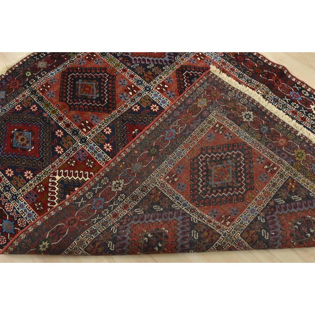 Yalameh Rug 5′ X 6’6” Multicolor Wool Vintage Tribal Hand-Knotted Carpet For Sale - Image 13 of 14
